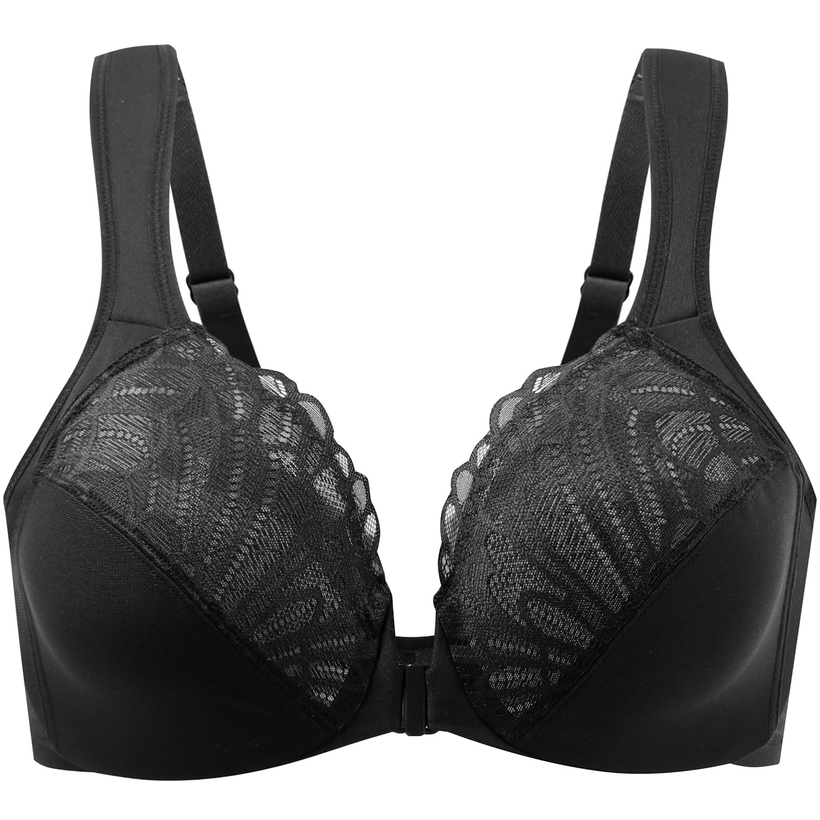 Meleneca Front Closure Bras For Women Plus Size Underwire Unlined Lace Cup Cushion Strap