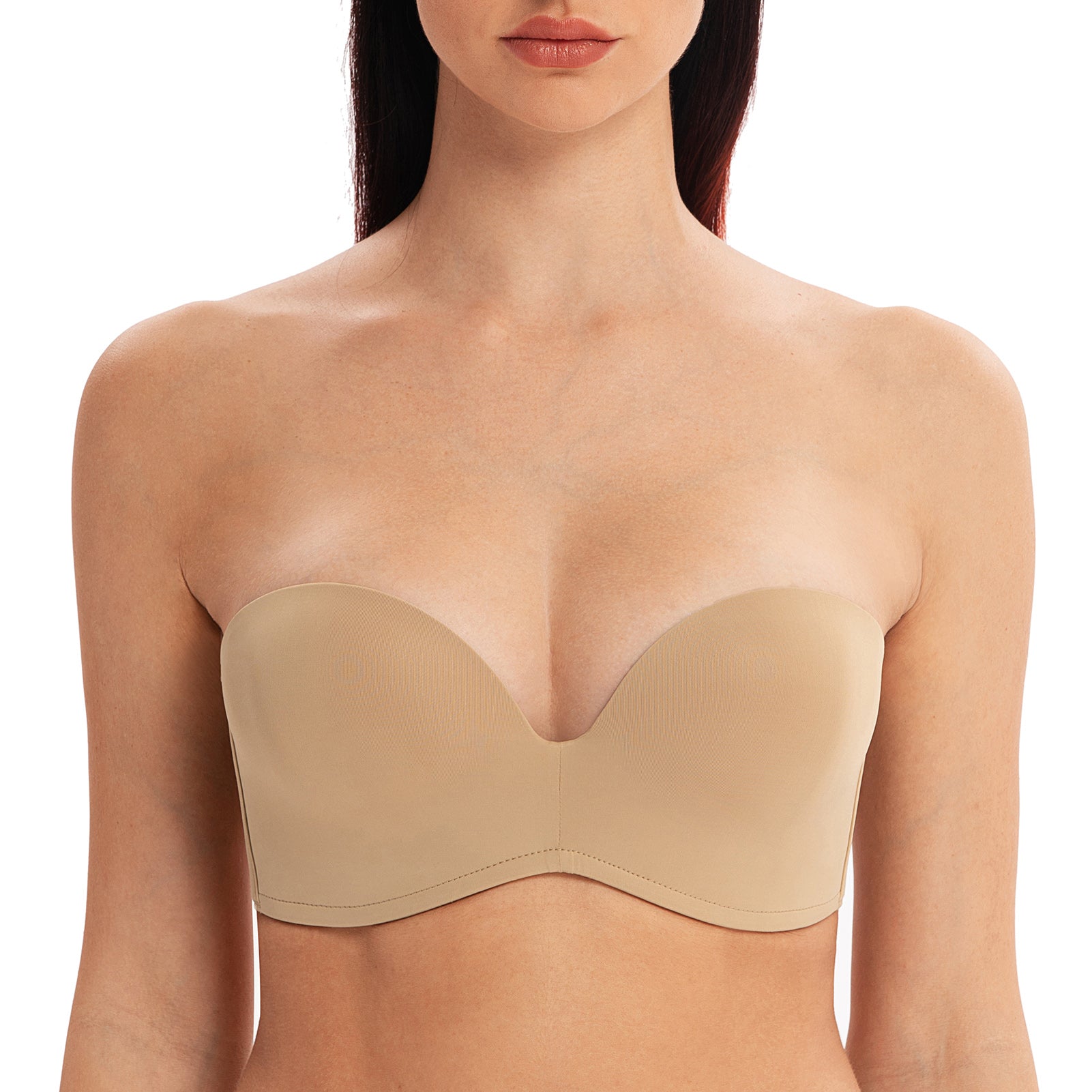 MELENECA Women's Strapless Bras for Unlined Large Bust with Underwire Clear  Strap Almond Heather 30A : : Fashion