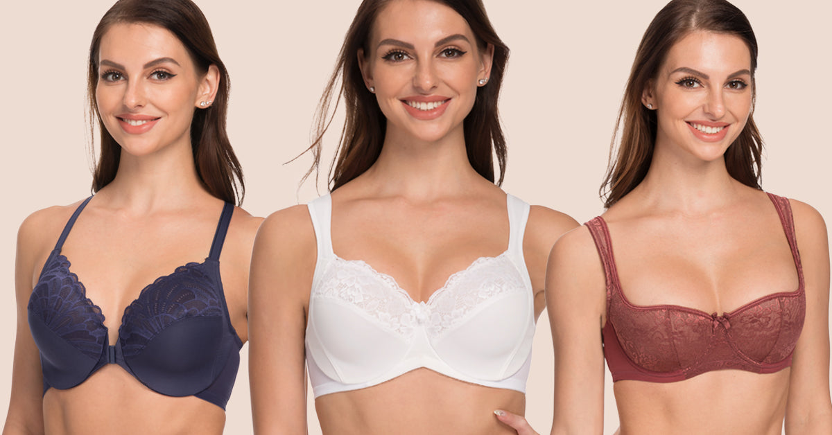 MELENECA Front Closure Bras for Women Underwire Sexy Lace Cup