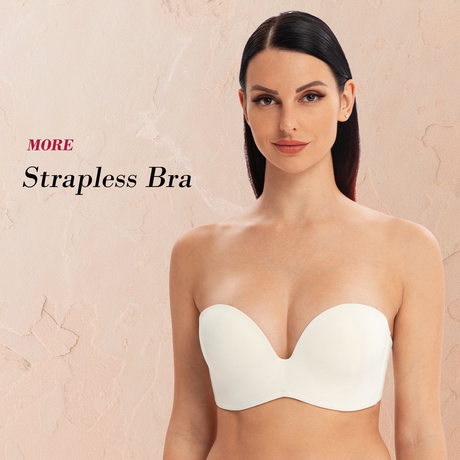  MELENECA Women's Stay-Put Multiway Wireless Lightly Padded Push  Up Strapless Bra Off White 32B : Clothing, Shoes & Jewelry