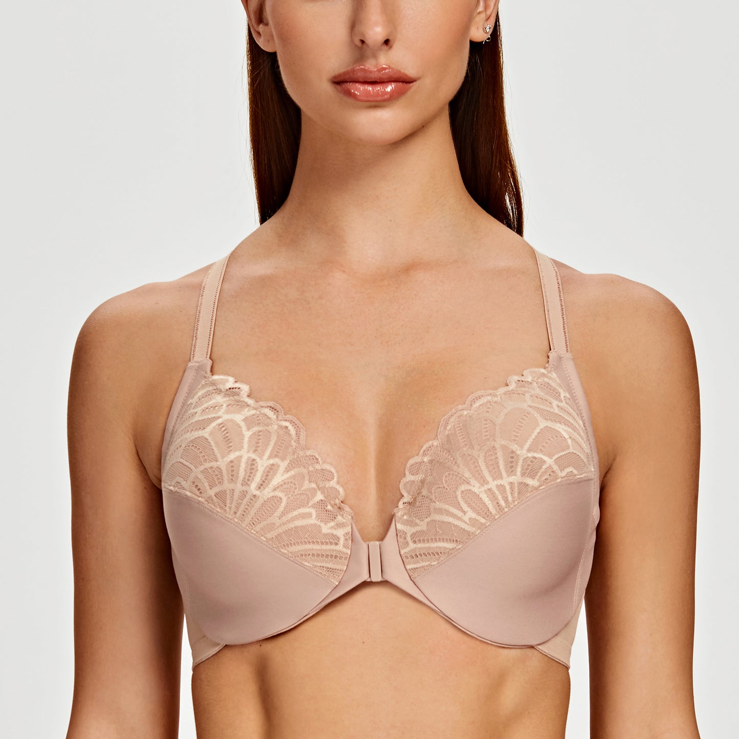 MELENECA Racerback Front Closure Unlined Underwire Bra