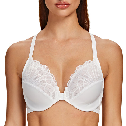 MELENECA Racerback Front Closure Unlined Underwire Bra