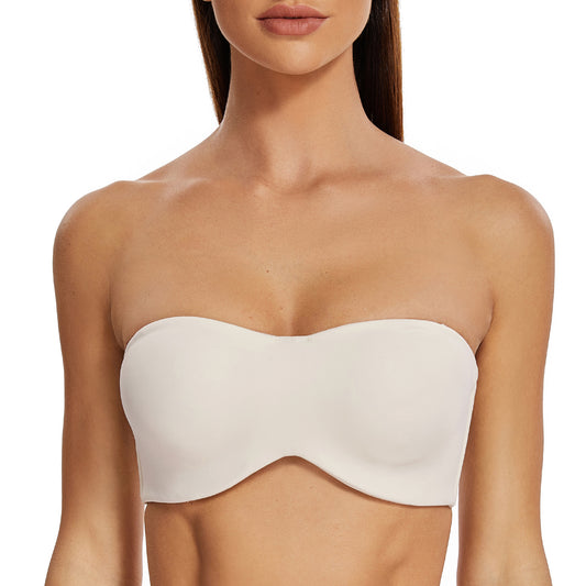 MELENECA Large Bust Minimizer Unlined Bandeau Underwire Strapless Bra