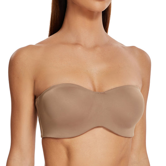 MELENECA Large Bust Minimizer Unlined Bandeau Underwire Strapless Bra