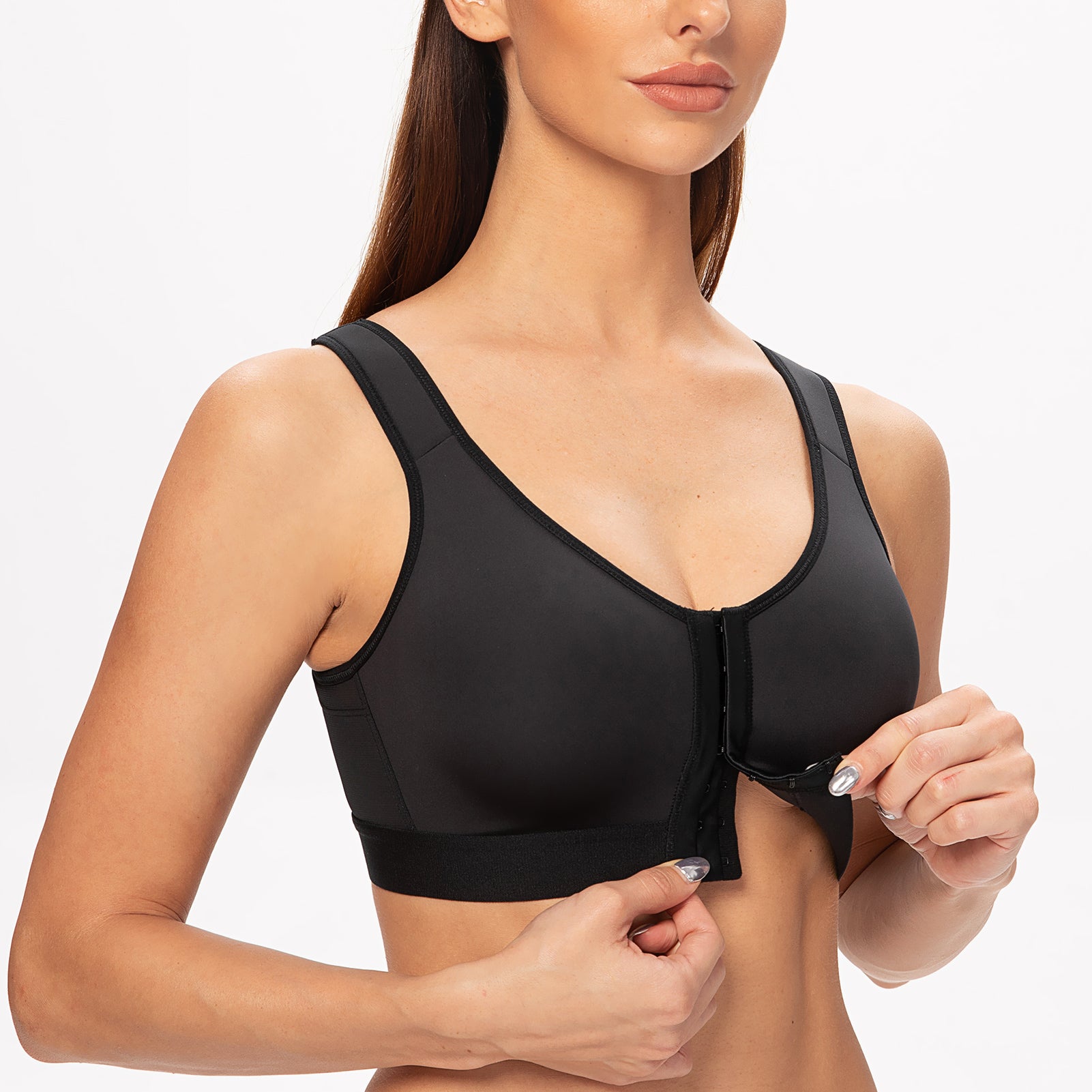 Women Post-Surgical Sports Back Support Bra Front Closure Wirefree  Racerback Top