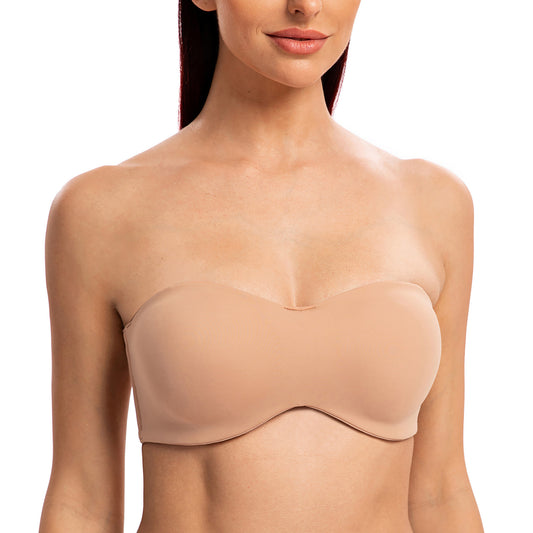 MELENECA Large Bust Minimizer Unlined Bandeau Underwire Strapless Bra