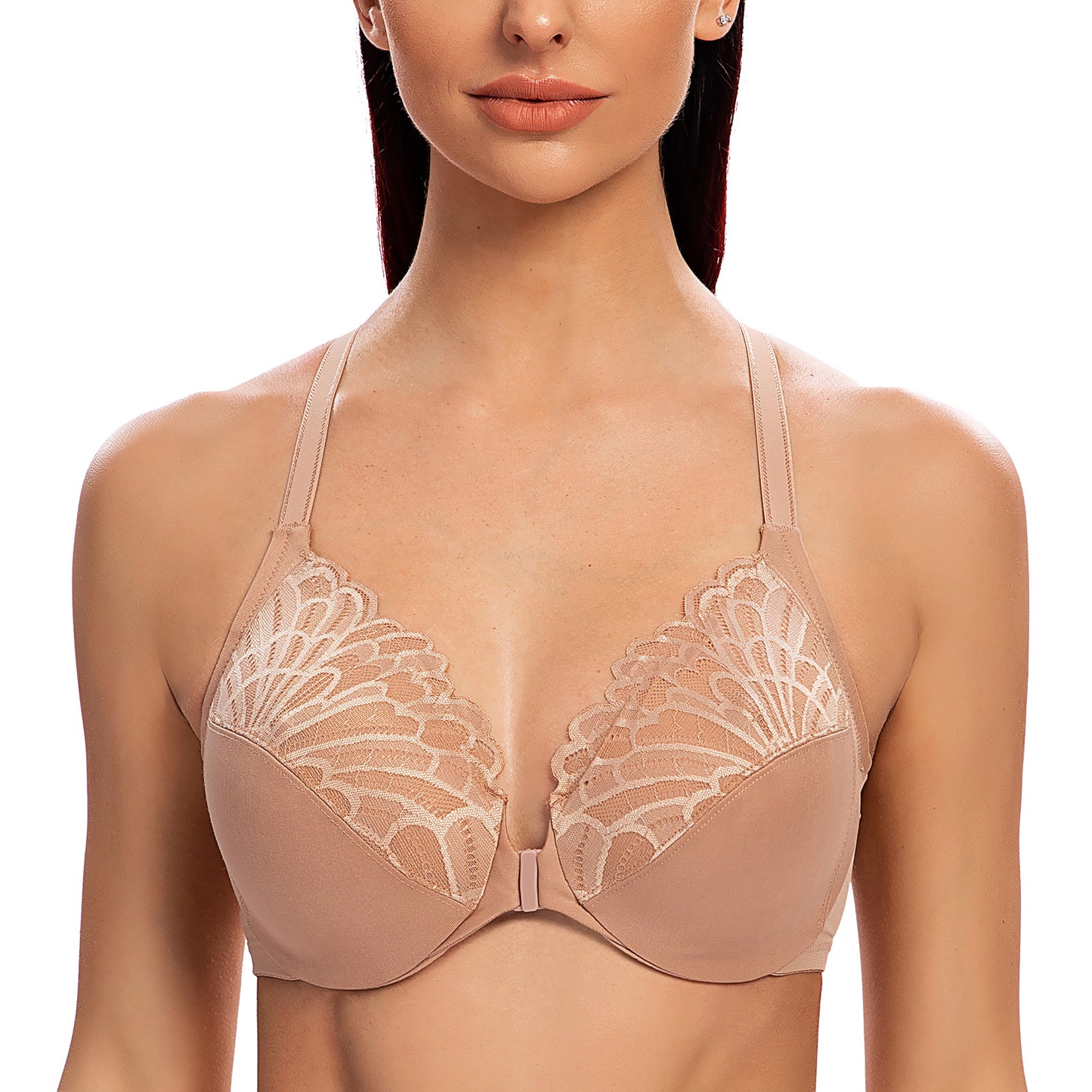 MELENECA Racerback Front Closure Unlined Underwire Bra