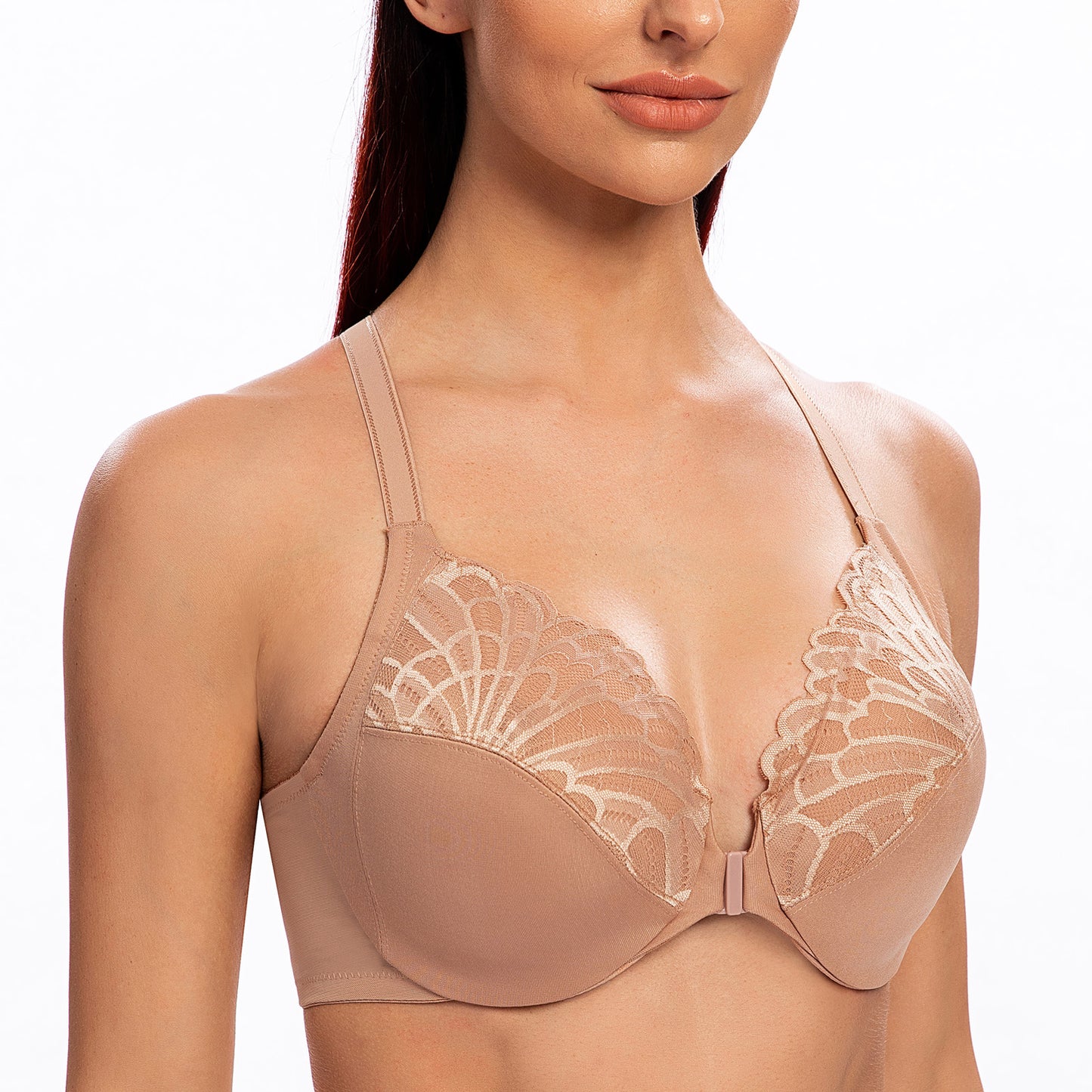 MELENECA Racerback Front Closure Unlined Underwire Bra