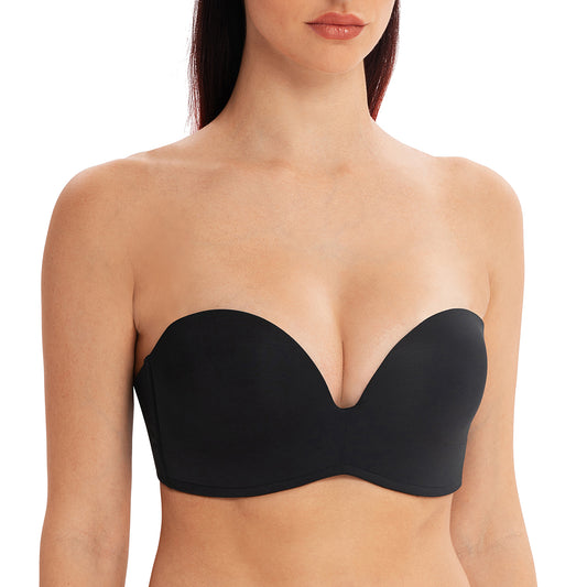 MELENECA Wireless Lightly Padded Push Up Strapless Bra