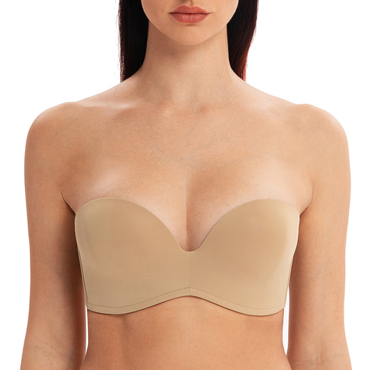 MELENECA Women's Strapless Bras for Large Bust Minimizer Unlined with  Underwire Clear Strap Grey Heather 30B